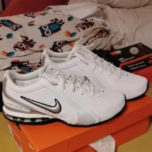 Nike White and Silver Athletic Shoes