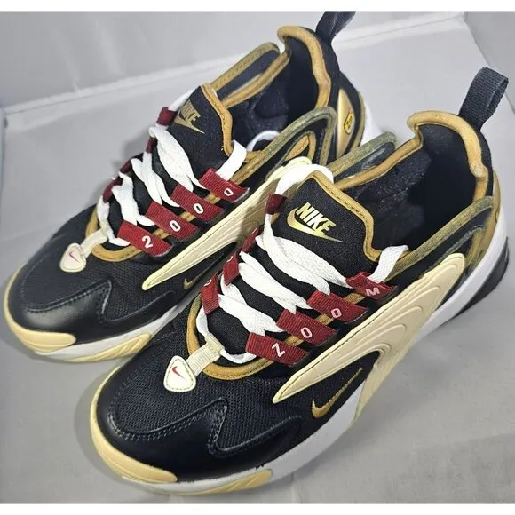 Nike Women's  AO0354-005 ZOOM 2K Black/Gold/White/Red Athletic Sneakers Size 7