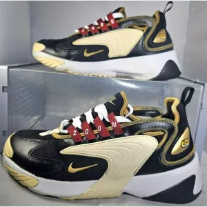Nike Women's  AO0354-005 ZOOM 2K Black/Gold/White/Red Athletic Sneakers Size 7