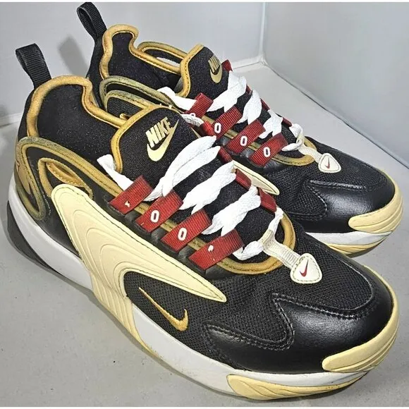 Nike Women's  AO0354-005 ZOOM 2K Black/Gold/White/Red Athletic Sneakers Size 7