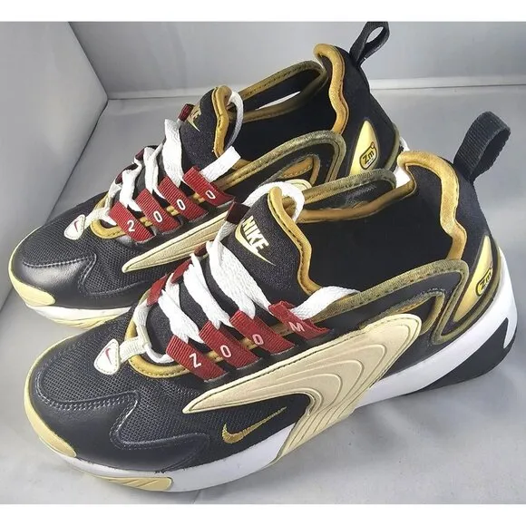 Nike Women's  AO0354-005 ZOOM 2K Black/Gold/White/Red Athletic Sneakers Size 7