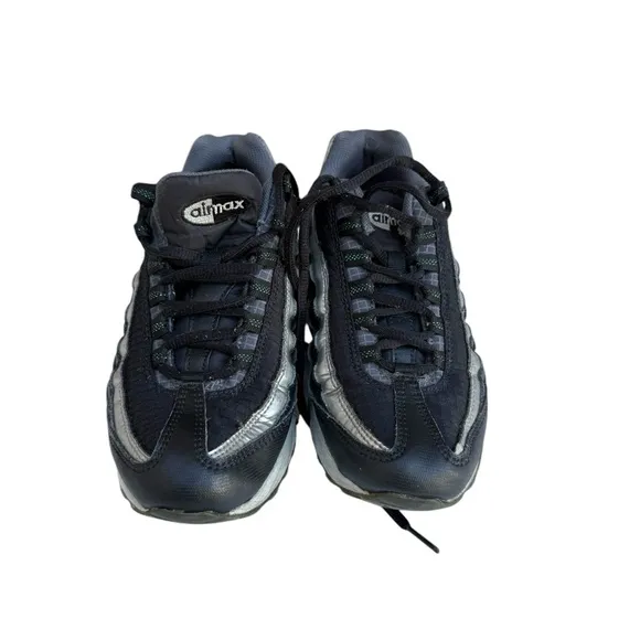 Nike Youth Air Max 95 GS Shoes Size 5.5Y Black Dark Grey - Metallic Silver