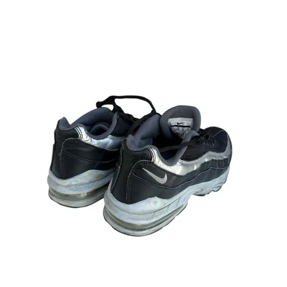 Nike Youth Air Max 95 GS Shoes Size 5.5Y Black Dark Grey - Metallic Silver