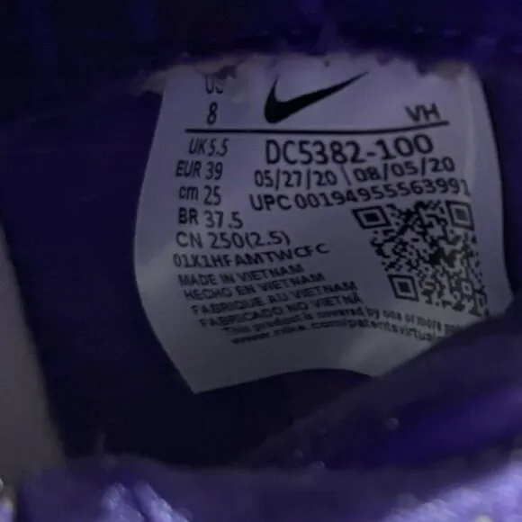 Nike Dunk High Varsity Purple 8 Womens DC5382-100 White Used No Box