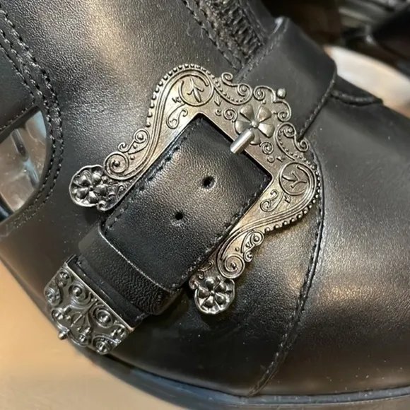 Nine West ankle Boots leather motorcycle black NWCarrillo shoe zip boot Sz 8M