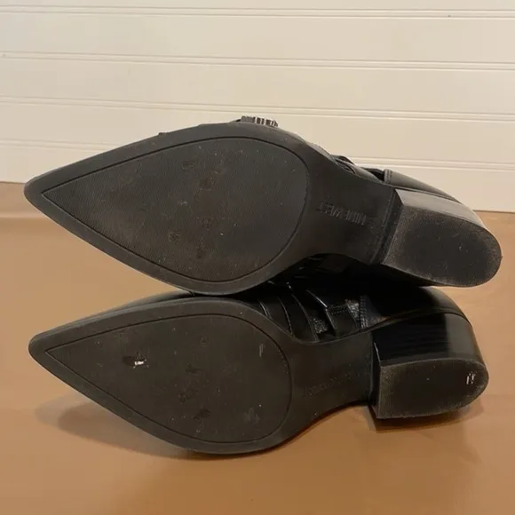 Nine West ankle Boots leather motorcycle black NWCarrillo shoe zip boot Sz 8M