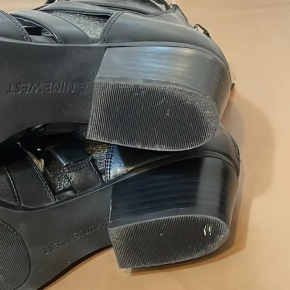 Nine West ankle Boots leather motorcycle black NWCarrillo shoe zip boot Sz 8M