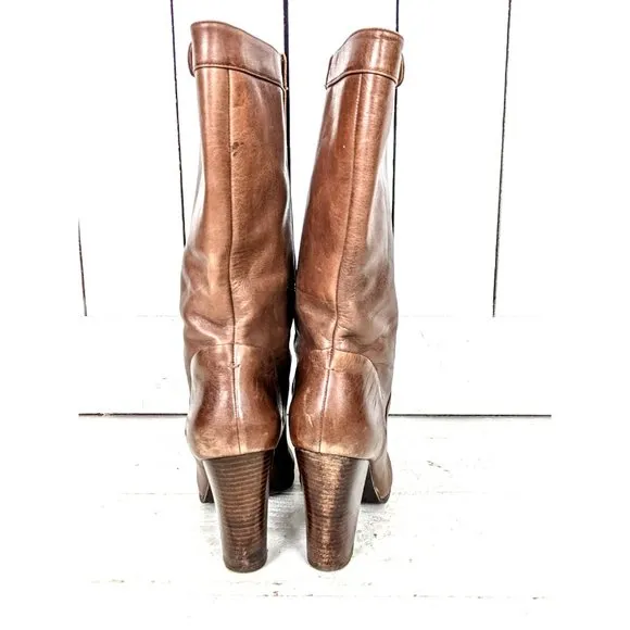Nine West brown tall rounded toe high heel boots