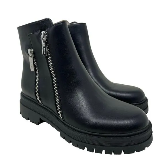 Nine West Pulls 3 Faux Leather Lug Sole Boots with Zipper Accents 7