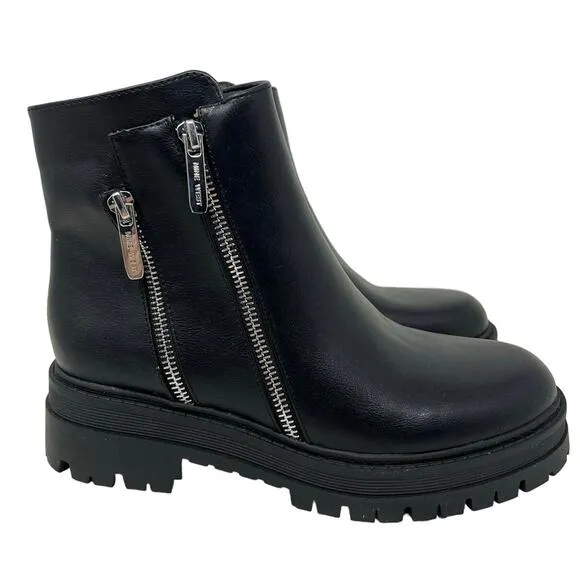 Nine West Pulls 3 Faux Leather Lug Sole Boots with Zipper Accents 7