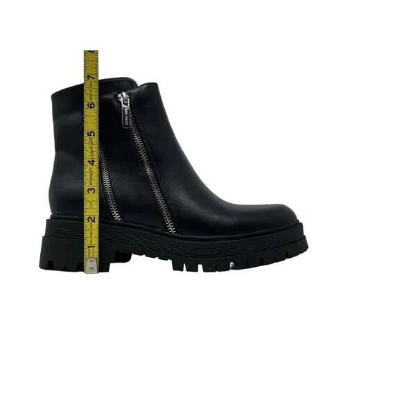 Nine West Pulls 3 Faux Leather Lug Sole Boots with Zipper Accents 7