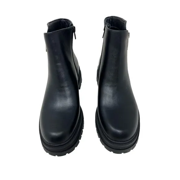 Nine West Pulls 3 Faux Leather Lug Sole Boots with Zipper Accents 7