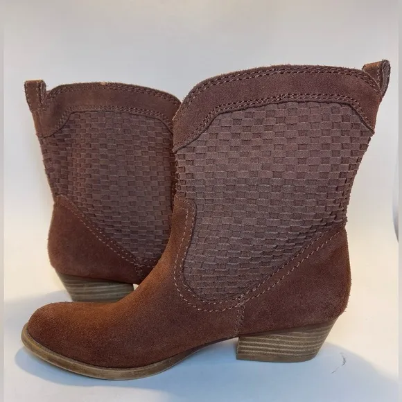 Nine West Vintage America Woven Suede Boots Size 7.5M