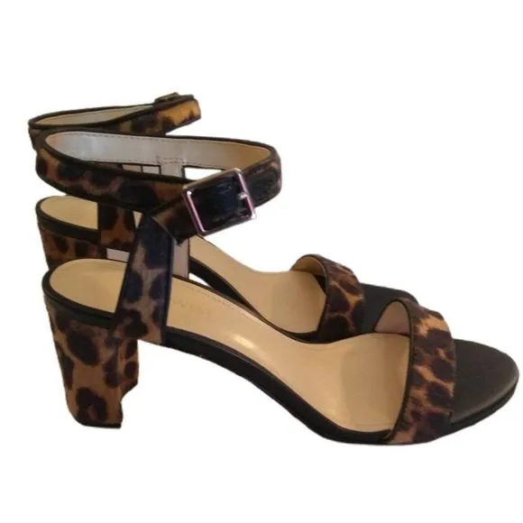 Nine West Pixel Leopard Faux Calf Hair Sandal NEW