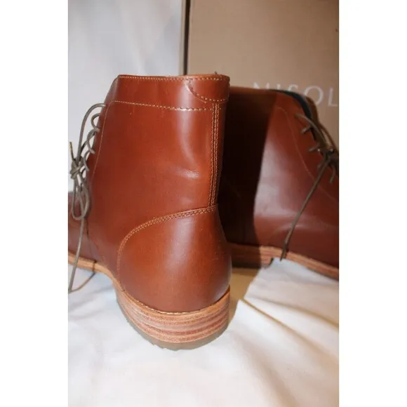 NISOLO MEN'S ALL WEATHER LACE UP LEATHER BOOTS BRANDY SZ 9.5 $260 NIB