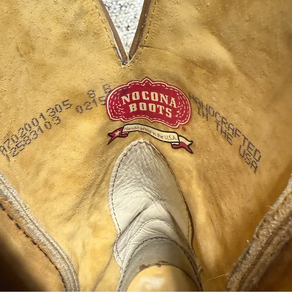 Nocona Western Cowboy Boots White/ Brown women's size 8