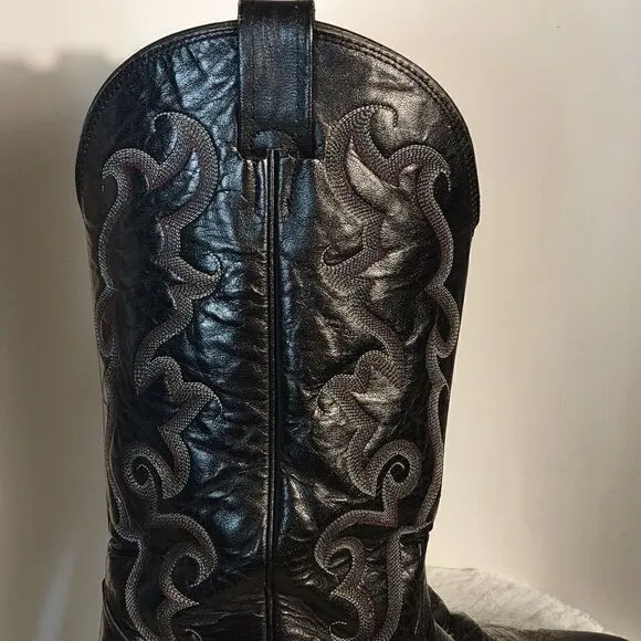 Nocona Men's Black Leather Cowboy Boots