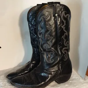 Nocona Men's Black Leather Cowboy Boots