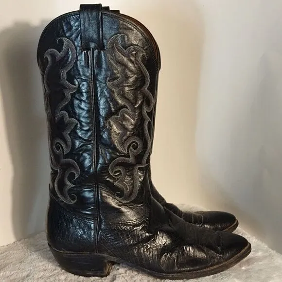 Nocona Men's Black Leather Cowboy Boots