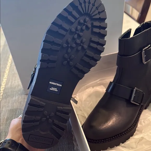 Nordstrom Black Moto Boots with Buckle Details - NEW Never Worn