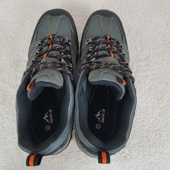 NORTIV 8 Quest 1 Men's Gorpcore Hiking Waterproof Shoes Black/Gray/Orange  10.5