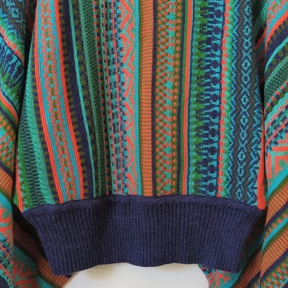 Novica Lima Dance Alpaca Blend Bohemian Striped Knit Dolman Sleeve Sweater L/XL