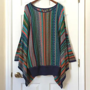 Novica Lima Dance Alpaca Blend Bohemian Striped Knit Dolman Sleeve Sweater L/XL