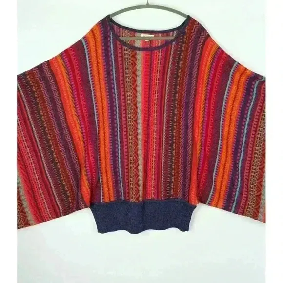 Novica Peruvian Boho Knit Drape Sweater Multicolor Acrylic/Alpaca Size L/XL. #55