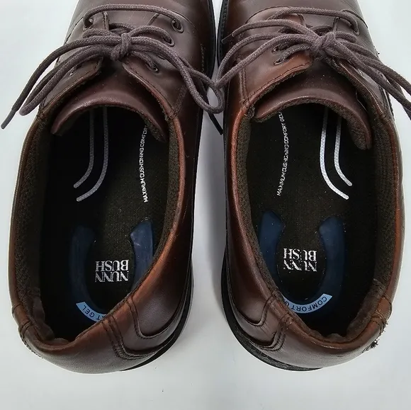 Nunn Bush Denali Waterproof Leather Comfort Shoes Gel Brown Oxfords Size 9.5