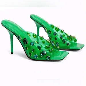 NWB Good American Jeweled Emma Slip Heel