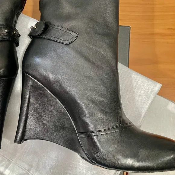 NWB Mea Shadow Women's Demetra Boots , Black Leather, 9.5 M US
