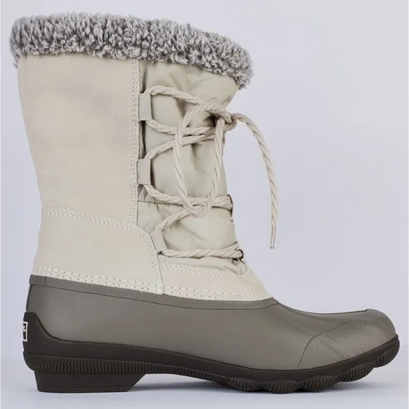 NWB Sperry syren strait oat fleece pull on winter snow rain bone boots outdoor