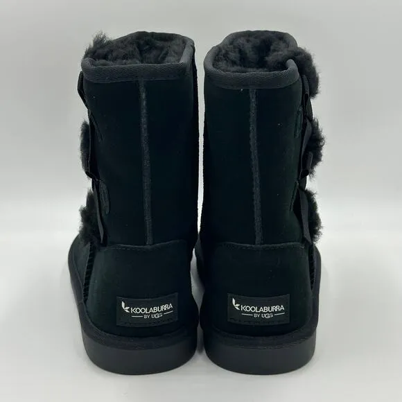 NWD Koolaburra by UGG Victoria Short Black Suede Boots Bows Kids Girls Size 5