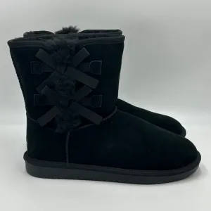 NWD Koolaburra by UGG Victoria Short Black Suede Boots Bows Kids Girls Size 5