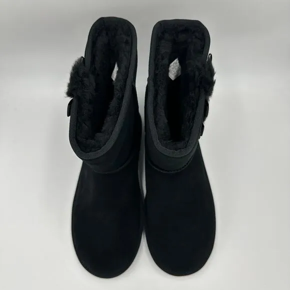 NWD Koolaburra by UGG Victoria Short Black Suede Boots Bows Kids Girls Size 5