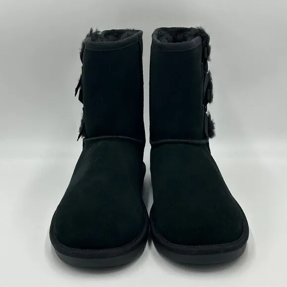 NWD Koolaburra by UGG Victoria Short Black Suede Boots Bows Kids Girls Size 5