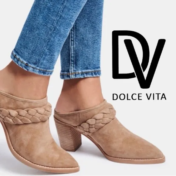 NWOB $140 Dolce Vita Suede Mules -Creme White