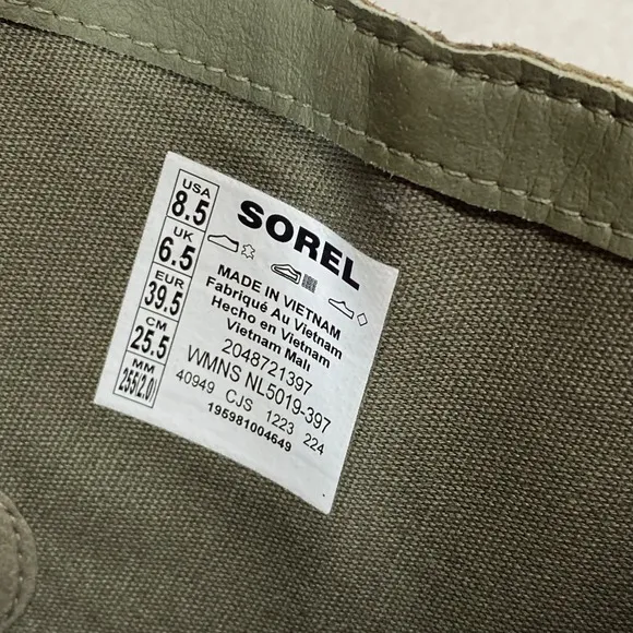 NWOB Sorel Waterproof Leather‎ Ankle Boots Green Size 8.5