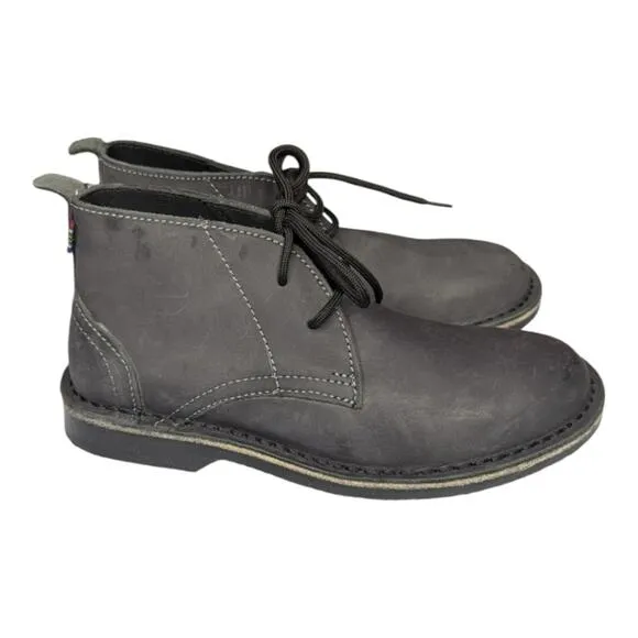 NWOB Veldskoen Chukka Charcoal Gray All Weather Unisex Leather Lace Up Bootie