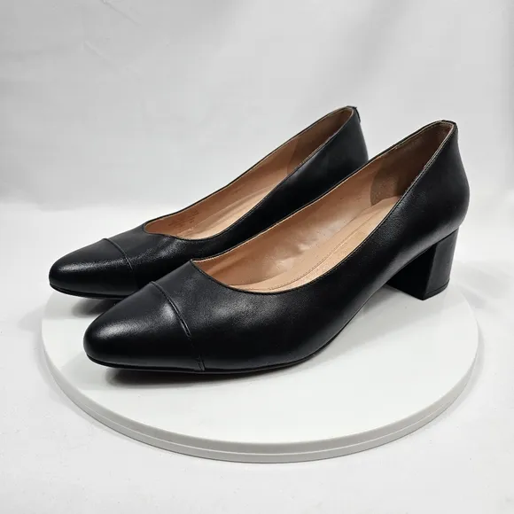 NWOT Cole Haan Go-To Block Heel Pumps Dress Shoes Waterproof Leather Black 10B