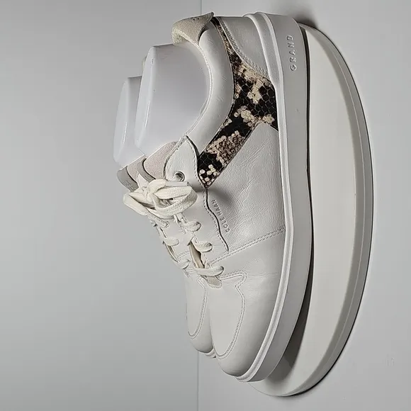 NWOT Cole Haan Grand Crosscourt Modern Tennis Shoe Sneaker Leather White Snake 8