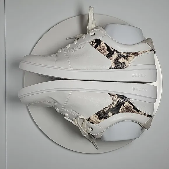 NWOT Cole Haan Grand Crosscourt Modern Tennis Shoe Sneaker Leather White Snake 8