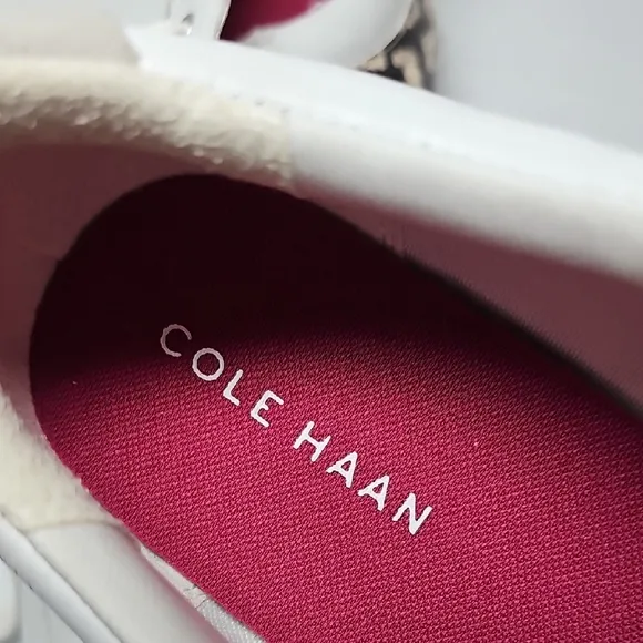 NWOT Cole Haan Grand Crosscourt Modern Tennis Shoe Sneaker Leather White Snake 8