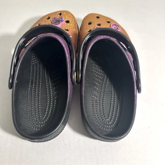 NWOT Crocs Disney Hocus Pocus Limited Edition Shoes Glitter Purple Orange‎ W8 M6