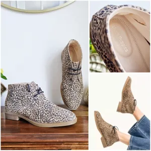 NWOT Hush Puppies Bailey Chukka 2 Leopard Print Leather Suede Ankle Boots 9.5M