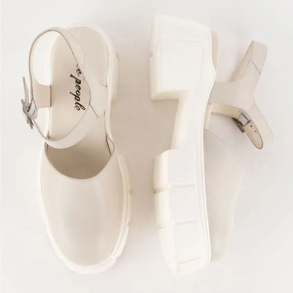 NWOT Milan Mary Jane Platform Pump Shoes Size 37 Beige Cream