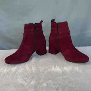 NWOT Paul Green Sydney Bordo Suede Boot Sz UK 6 = US 8.5 Retail $499 Red Leather