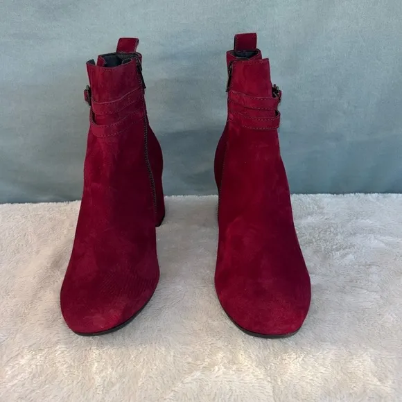 NWOT Paul Green Sydney Bordo Suede Boot Sz UK 6 = US 8.5 Retail $499 Red Leather