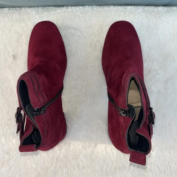 NWOT Paul Green Sydney Bordo Suede Boot Sz UK 6 = US 8.5 Retail $499 Red Leather