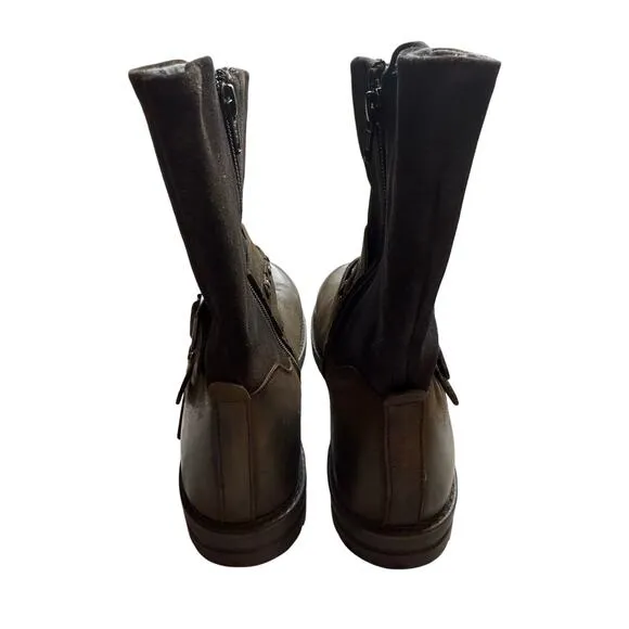 NWOT ROAN Bed|Stu Boots Women 8.5 Brown Leather Suede Anabella Biker Moto Edgy